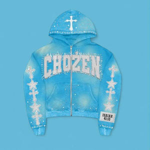 ชุดวอร์มทรงหลวมแบบมีซิปแนวสตรีทสไตล์วินเทจแบบแต่งลายปักระบาย - Product Image 4