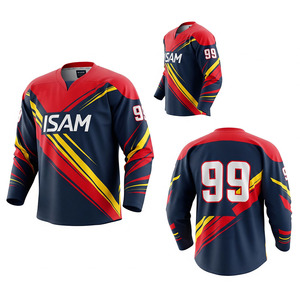 Meilleurs ensembles de hockey sur glace pour hommes imprimés par sublimation prix usine tissu doux au toucher confortable respirant séchage rapide personnalisable - Product Image 1