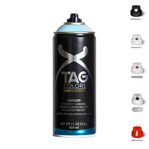 Bombolette Spray per Graffiti 400ml di vernice acrilica opaca per pareti ad alta precisione con 5 tappi-disponibile in blu cielo bianco - Product Image 1