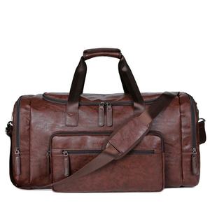 Grand sac polochon d'extérieur en cuir véritable pour hommes Fermeture à glissière Motif personnalisé Multifonction Voyage d'affaires à la mode - Product Image 5