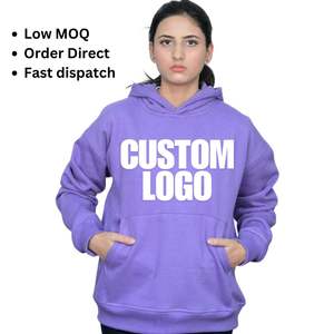 Sudaderas con capucha de gran tamaño de algodón para mujer lavanda con logotipo personalizado 400 GSM MOQ bajo precio competitivo RTS listo para enviar bordado de serigrafía - Product Image 1