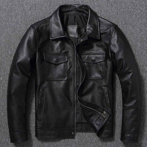 Nouvelle veste en cuir de vache véritable vieilli et délavé de qualité supérieure pour homme, style vintage, avec logo sur le devant - Product Image 6