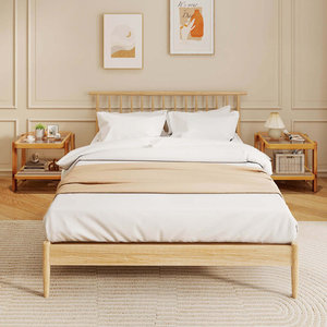 Pieds en bois d'acacia avec dessus en verre trempé 1 Pcs Table d'appoint de rangement en rotin Meubles de salon - Product Image 4