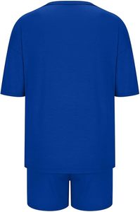 Ensemble de deux pièces à épaules tombantes, dernière mode, cousu à la machine, t-shirts et shorts assortis pour le sport et les vêtements de sport - Product Image 4