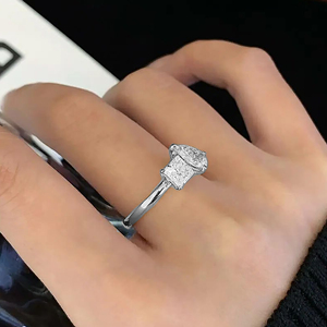 Anillo de Dos Piedras con Corte Princesa y Pera, Oro Blanco, Rosa y Amarillo de 14K, Diamante Cultivado en Laboratorio con Claridad Ef vs, Regalo de Aniversario - Product Image 4