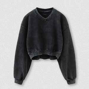 Acid Wash Oversized Sweatshirt, Heavyweight Vintage Pullover <b>Hoodies</b> for Women, Men, <b>Couples</b> Look. - Product Image 2