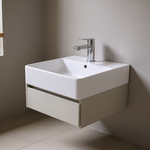 Mobile Lavabo Sospeso Koricini Vieste Grigio Perla con 1 Cassetto 60x25x50 cm - Product Image 3
