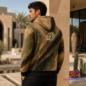 Sweat à capuche zippé coupe-vent 3D en molleton 100 % coton imprimé sur mesure, motif terrain désertique, streetwear, vente en gros, OEM ODM - Product Image 3