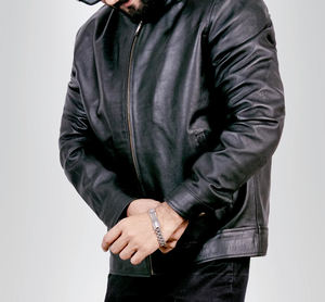 Chaqueta de Invierno de Cuero Genuino para Hombre, Diseño de Diseñador, Venta al por Mayor OEM, Cuello Alto, Logotipo Frontal, Impermeable, Resistente al Viento, Color Personalizado, Ropa Exterior - Product Image 5