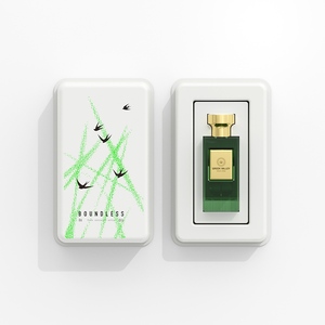 Caja de Embalaje de Perfume de Pulpa Moldeada Biodegradable OEM, Impresión de Golondrina, Banda Elástica Verde Neón, Regalo de Lujo - Product Image 2