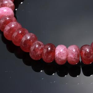 Vente chaude vibrant rose fraise Quartz lisse Rondelle perlée Bracelet extensible bijoux à la mode au prix de gros - Product Image 2