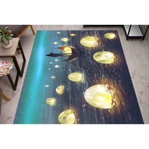 Alfombra con Diseño de Luna Brillante: Decoración Abstracta Moderna, Alfombra Impresa, Alfombra de Chenilla - Product Image 1