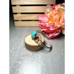 Navajo Handmade Kingman Turquoise & Sterling <b>Silver</b> <b>Cuff</b> <b>Bracelet</b> Cultural Collectible Jewelry - Product Image 3