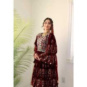 ชุดแต่งงานวินเทจสไตล์อัฟกัน คูชี ผ้าไหมม่วงเข้มและทอง ลวดลายจามาวาร์ งานปักลูกไม้  ขายดี สินค้ามาใหม่ ล่าสุด ลดราคา - Product Image 5