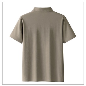 Haut de gamme 100% coton à manches courtes pour polo pour hommes Smart Casual Business col sans couture avant 205g coton laminé - Product Image 5