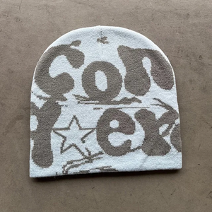 Bonnets unisexes en laine tricotée de haute qualité Logo personnalisé en jacquard tout imprimé à pois pour voyage ODM/OEM Hot Selling Image - Product Image 3