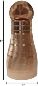 Bouteille d'eau en cuivre pur faite à la main pour la chambre à coucher magnifiquement gravée avantage ayurvédique traditionnel - Product Image 3