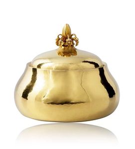 Wholesale Gold Aluminum Candy Box with Lid Handcrafted OEM Tabletop Storage Jar Factory Price Hot <b>Sale</b> New Design - Product Image 2