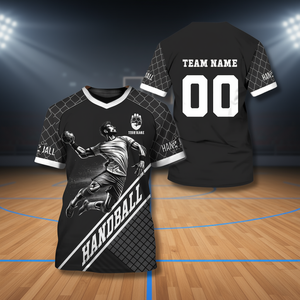 Camiseta de Balonmano Personalizada Unisex con Nombre y Número del Equipo, Camiseta Deportiva Negra y Gris, Regalo Perfecto - Product Image 3