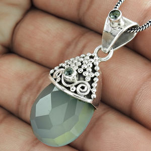 Dainty Pendant <b>for</b> <b>Birthdays</b> Parties 925 Sterling Silver Natural Chalcedony Gemstone Classy Look Luxury Pendant Handmade Jewelry - Product Image 2