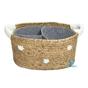 Wholesale Price Storage <b>Baskets</b> With Handles Cotton and Stitching <b>Water</b> <b>Hyacinth</b> <b>Basket</b> Home Accessories For Babyroom - Product Image 5