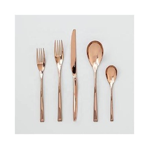 In stock <b>Gold</b> Polished Big Discount Decorative Luxury utensil set with Full thick Flat Wood design handle Utensil set - Product Image 3