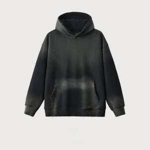 Venta caliente profesional Streetwear Heavyweight 100% algodón de gran tamaño Color sólido Vintage en blanco pulóver ácido lavado hombres sudaderas con capucha - Product Image 2