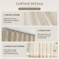 Cortinas de Lino de Lujo, Semitransparentes, Ignífugas, Aislantes, con Filtro de Luz, Modernas, para Sala de Estar