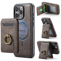Étui portefeuille en cuir à rabat avec chargement magnétique sans fil, pochette amovible pour cartes et support anneau pour iPhone 17 Air 18 Pro Max