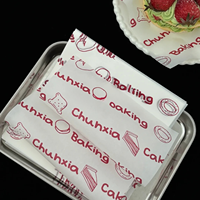 Feuilles de papier sulfurisé prédécoupées personnalisées avec logo imprimé, respirantes, de qualité alimentaire, résistantes à la graisse, pour pâtisseries, desserts et cafés