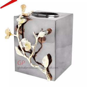 Caja de pañuelos de metal de diseñador de lujo con caja de pañuelos terminada de gama alta para hoteles en casa - Product Image 3