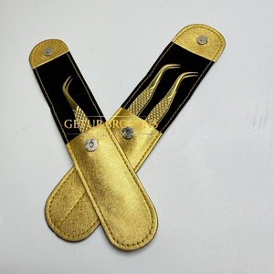 Pince à épiler pour extensions de cils en acier inoxydable noir, anti-magnétique, anti-statique, à pointe lisse de 10 mm, avec porte-clés drapeau américain et logo personnalisé, pour la beauté - Product Image 4