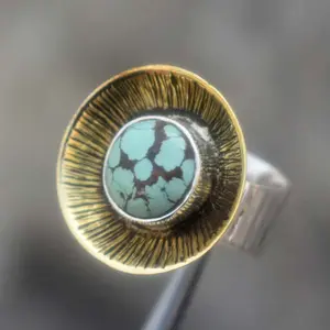 Op Maat Gemaakte Groothandel Op Maat Gemaakte Sieraden Massief 925 Sterling Zilver Natuurlijk Tibetaans Turquoise Edelsteen Messing Handgemaakte Unieke Boho Ring