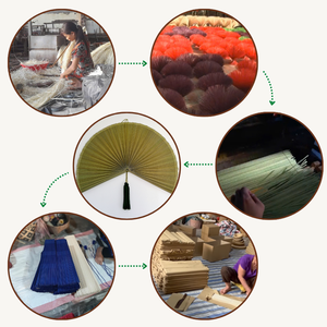 Kingcraftviet tejido grande verde bambú ventilador cabecero colgante ratán ventilador pared arte decoración para decoración hogar Vietnam recuerdo regalo - Product Image 3