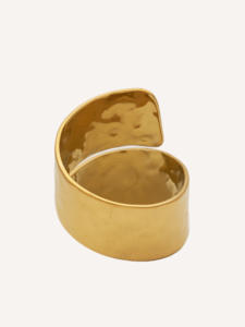 CUCACUCA YXQ R85 Bague en acier inoxydable plaqué or, texture martelée élégante, taille ajustable, design intemporel, expédition UE 48H - Product Image 2