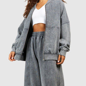 Top Deportivo de Felpa Francesa de Algodón Grueso con Logotipo Personalizado, Lavado Ácido para Mujer, Última Tendencia en Ropa Deportiva con Lavado Ácido para Mujer - Product Image 6