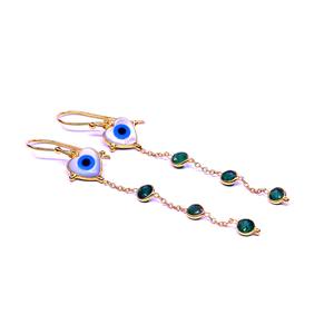 Pendientes colgantes de plata de ley 925 para mujer clásicos de todos los días, elegante abalorio de piedras preciosas multiturmalinas doradas Vermeil - Product Image 2