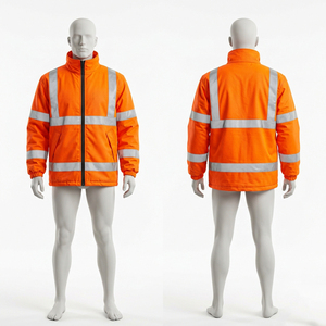 Chaqueta de Seguridad con Certificación CE, 300D Poliéster Oxford, 180 GSM, Tallas Grandes, Franjas Reflectantes Naranjas, Logotipo Personalizado, Ropa de Trabajo Industrial - Product Image 2
