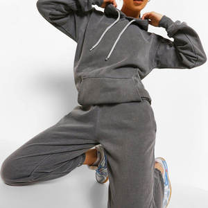 Sweat à capuche 2 pièces pour femmes délavé à l'acide de haute qualité meilleure vente manteau d'hiver à prix raisonnable logo de haute qualité vente en gros - Product Image 3