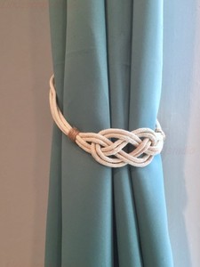 Nautical Carrick Knot Curtain <b>Tiebacks</b>, Rustic Knot Draperies, Cotton Rope Curtain Holders, Classic Minimalist Curtain Holdbacks - Product Image 3