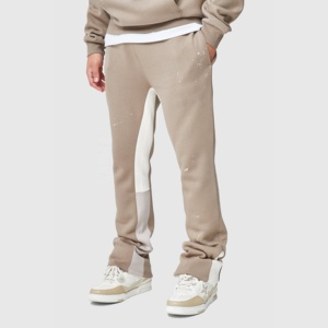 Custom Logo Men's Casual Flat Flare Sweatpants 3D for Puff Print Jogger <b>Track</b> <b>Pants</b> with Wrinkles Made from Canvas - Product Image 1