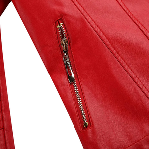 Gran oferta, chaqueta de cuero negro recortada personalizada para mujer, chaqueta de diseño de moda ajustada con cintura lavada de PU sintética auténtica - Product Image 5