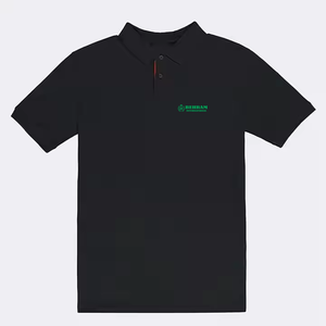 Behram International <b>Men's</b> <b>Black</b> Short Sleeve Polo Shirt Regular Fit Cotton Pique Breathable Casual Wear Front Logo Print - Product Image 4