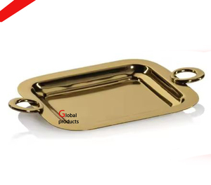 Venta caliente de metal acabado dorado bandeja de servicio de aluminio para hotel restaurante y bar - Product Image 4