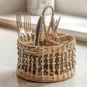 Great price seagrass straw utensil holder basket wholesale natural sea grass <b>cutlery</b> caddy - Product Image 4