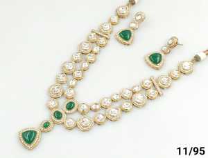 Diseñador de fiesta desgaste AntiquePlated Kundan piedra joyería tradicional hermoso diseño Simple gargantilla collar pendiente para mujer - Product Image 2