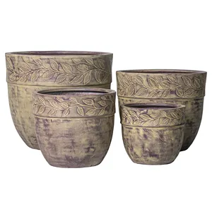 Asia gaya Zen pot taman tinggi & pekebun lukisan khas pot untuk tanaman pola dekoratif dari manufaktur di Vietnam