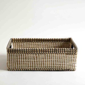 Panier de rangement multi-tons en jonc de mer tissé à la main écologique avec poignée, parfait pour organiser et ajouter du style - Product Image 1