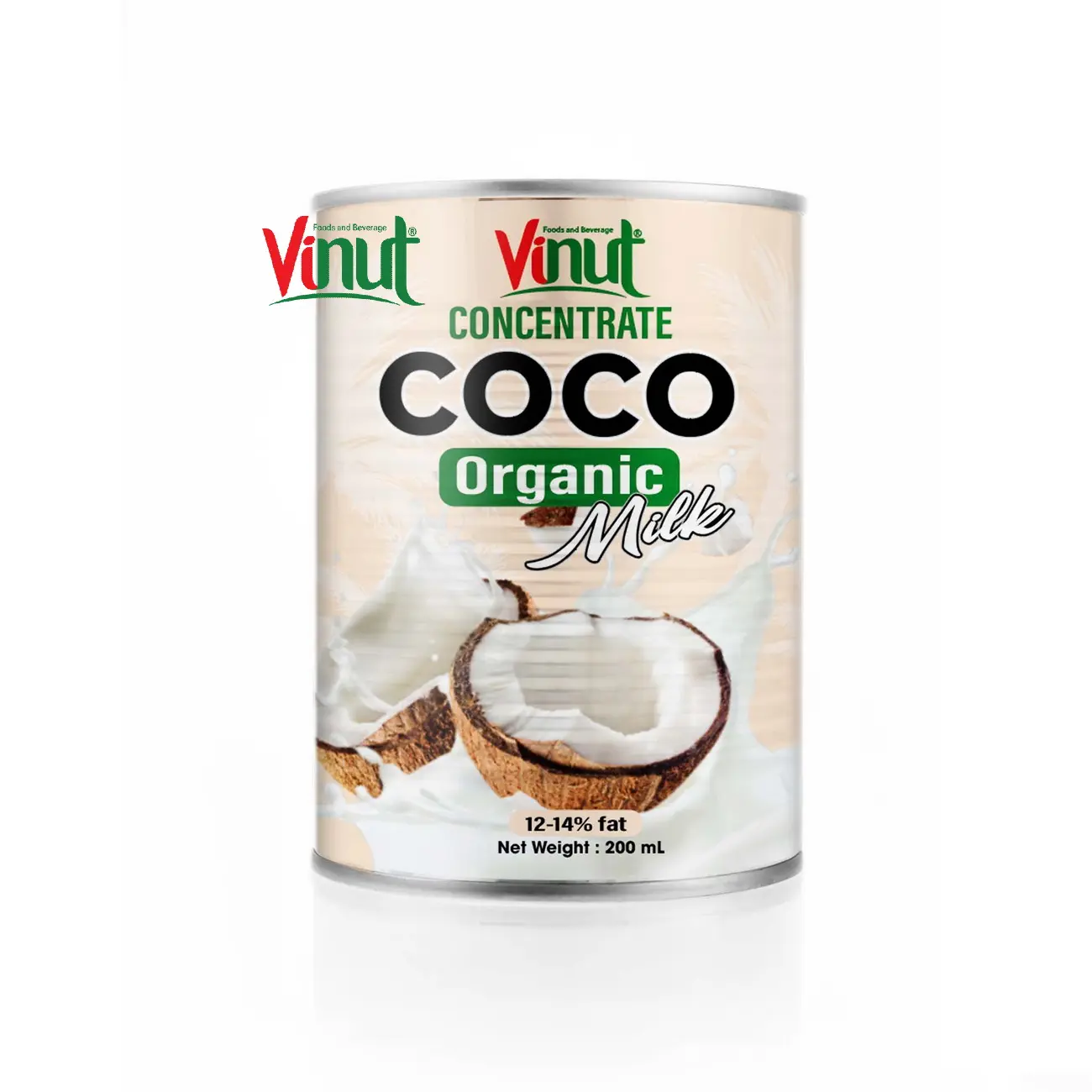 Vinut coco leite-200ml pode concentrar leite de coco orgânico (12%-14% gordura) fornecedor e fabricante