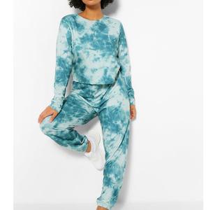 Hot Sale <b>Women</b> Winter Pullover Hooded Tie Dye <b>Sweatsuit</b> Oversized Fashion Dip Dye Faded Tracksuit High Quality <b>Women</b> Tracksuit - Product Image 4